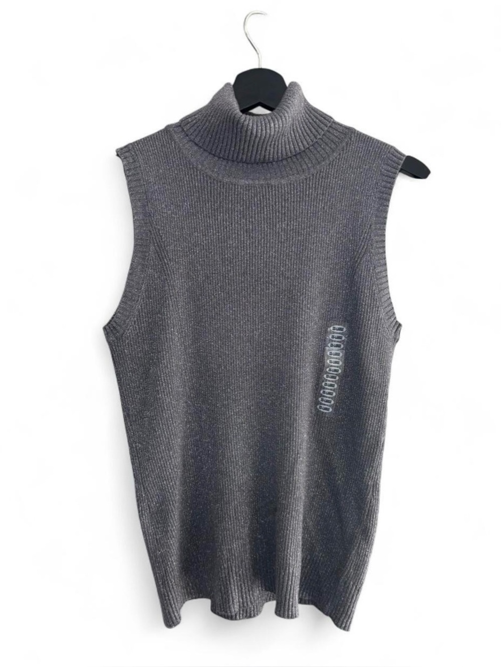Ravel Metallic Silver Sleeveless Turtleneck Sweater XXL